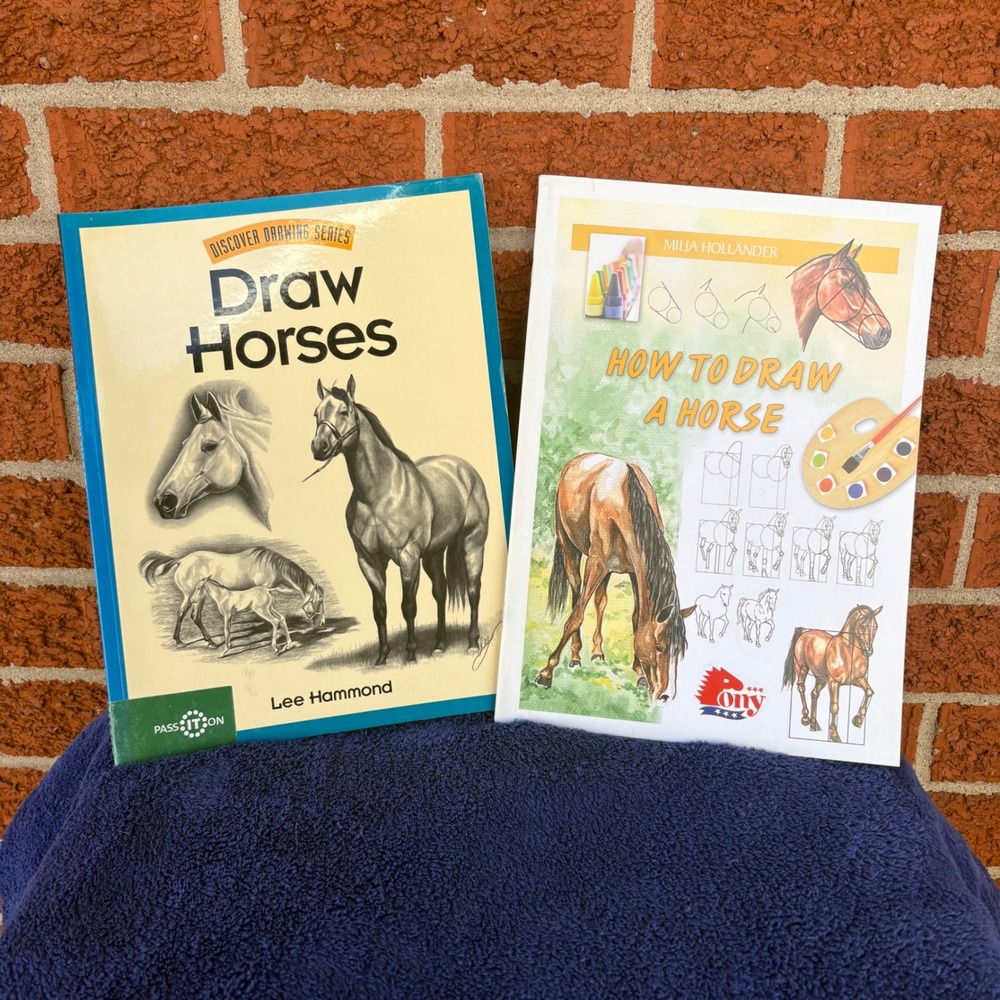 Lot of 2 How to Draw Horses Art Instruction Books, Lee Hammond & Hollaender*